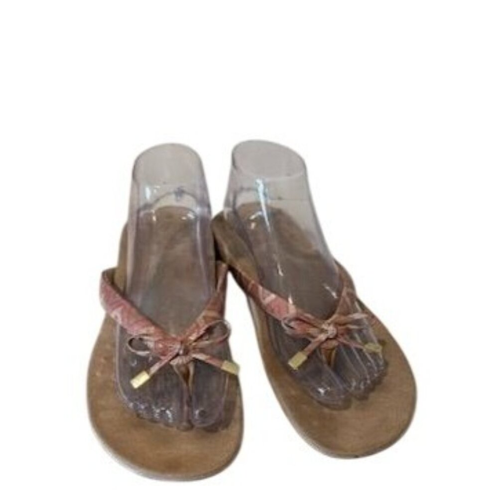 Vionic Womens Sandals Sz 10 Bella II Pink Chevron Orthopedic Comfy Dainty Femme